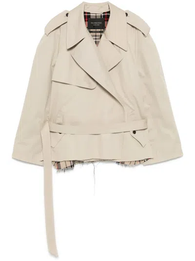 Balenciaga Cropped Trench Coat In White