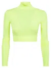 Balenciaga Neon Crop Mock Neck Top In Yellow