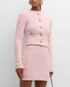 Balenciaga Cropped Tweed Cardigan Sweaters And Cardigans Pink In 5000 Pink