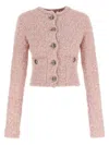 Balenciaga Cropped Tweed Cardigan Sweaters And Cardigans Pink