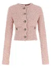 Balenciaga Cropped Tweed Cardigan Sweaters And Cardigans Pink In Pink