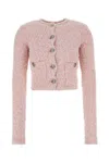 Balenciaga Cropped Tweed Cardigan Sweaters And Cardigans Pink In Pink