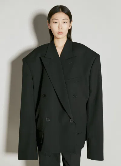 Balenciaga Cropped Wool Blazer In Black