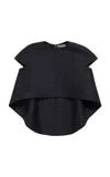 Balenciaga Cropped Wool-silk Top In Black
