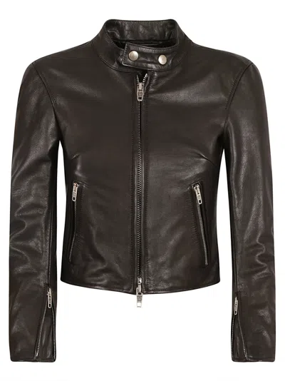 Balenciaga Cropped Zip Jacket In Black