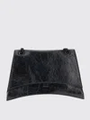 Balenciaga Patent Leather Shoulder Bag With Frontal Monogram In Black