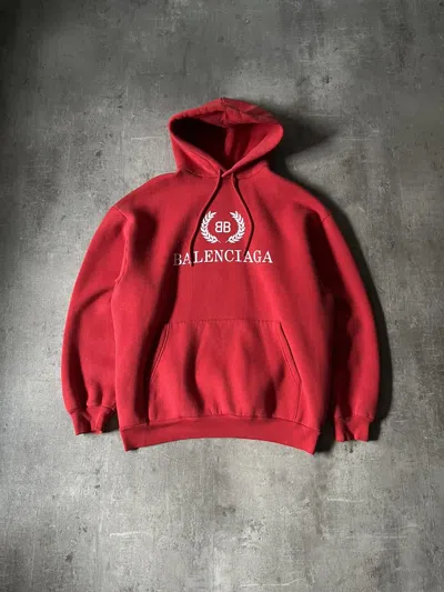 Pre-owned Balenciaga Crown Red Hoodie