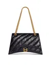 BALENCIAGA CRUSH BAG WITH MEDIUM QUILTED CHAIN FOR WOMEN IN BLACK