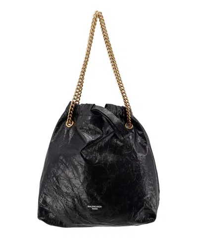 Balenciaga Crush Bucket Bag In Black