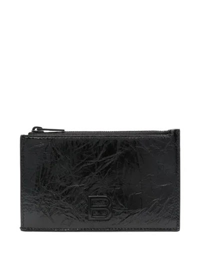 Balenciaga Crush Card Holder In 黑色