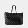 Balenciaga Carry All Crush Leather Tote Handbag In Black