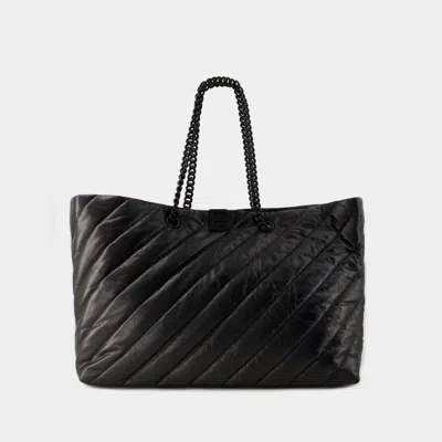 BALENCIAGA CRUSH CARRY ALL L SHOPPER BAG - BALENCIAGA - LEATHER - BLACK