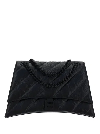 Balenciaga Black Medium Crush Black Crossbody Bag