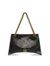 Balenciaga Crush Large Crinkled Leather Chain Shoulder Bag In Black