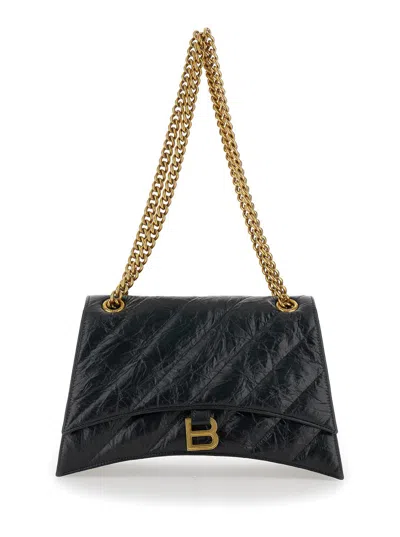 Balenciaga Crush Chain Small Shoulder Bag In Black