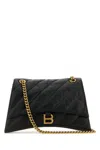 Balenciaga Women Black Leather Medium Crush Shoulder Bag In Black