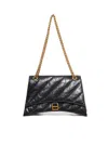 Balenciaga Leather Shoulder Bag With Frontal Monogram In Black