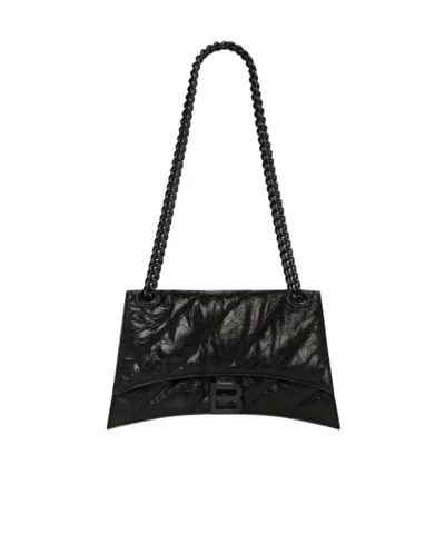 Balenciaga Crush Chain Leather Medium Bag In Black
