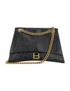 Balenciaga Black Crush Leather Shoulder Bag In Black