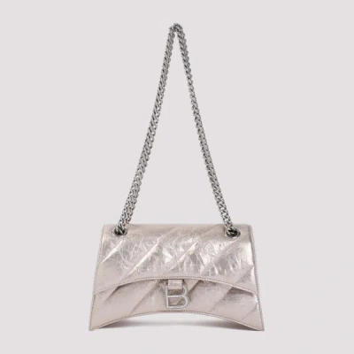 Balenciaga Stone Beige Crush Chain Leather Handbag In Metallic