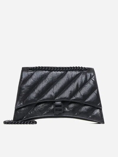 Balenciaga Crush Chain Leather Medium Bag In Black