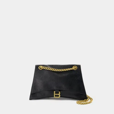 Balenciaga Sac Porté Épaule Crush Chain M -  - Cuir - Noir In Black