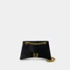 Balenciaga Black Crush Leather Shoulder Bag In Black