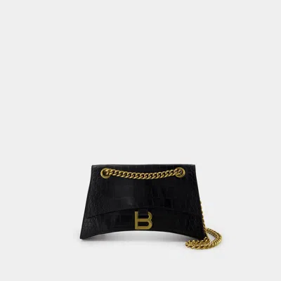 BALENCIAGA SAC PORTÉ ÉPAULE CRUSH CHAIN S - BALENCIAGA - CUIR - NOIR