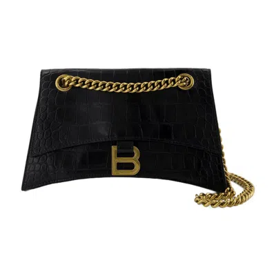 Balenciaga Black Calfskin Crush Chain S Shoulder Bag