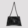 Balenciaga Woman Black Leather Medium Crush Shoulder Bag In Black