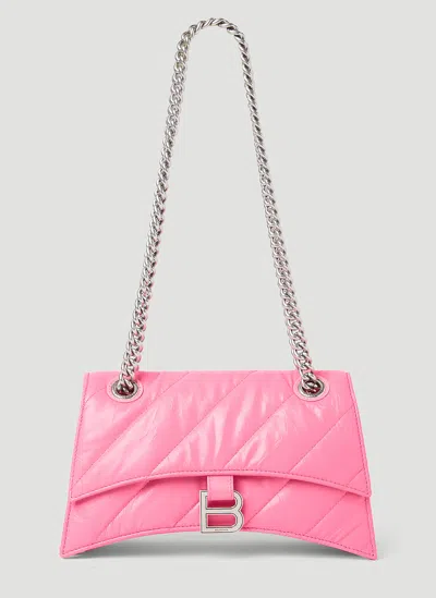 Balenciaga Crush Quilted Shoulder Bag In Pink