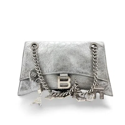 Pre-owned Balenciaga Crush Charm Chain Flap Leather Silver Leather Shoulder Bag Bag ()