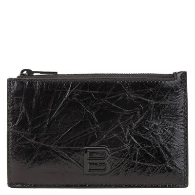 Balenciaga Crush Coin And Card Holder In Black