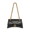 Balenciaga Crush Crocodile-embossed Crossbody Bag In Black