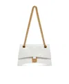 Balenciaga Crush Crocodile-embossed Crossbody Bag In White