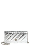 Balenciaga Crush Crossbody Wallet On A Chain In Gray