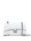 Balenciaga Quilted Fabric Shoulder Bag With Sliding Chain In Blue