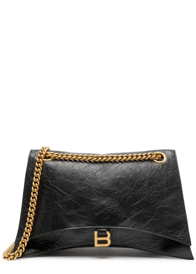 Balenciaga Crush Large Leather Shoulder Bag In Black