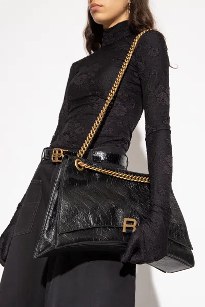 Balenciaga Crush Large Chain Bag In 1000 Black