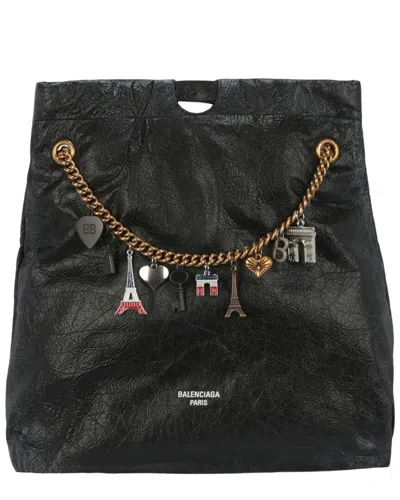 Balenciaga Crush Leather Medium Tote In Purple