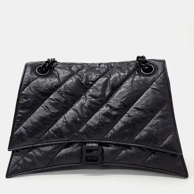 Pre-owned Balenciaga Crush Medium Chain Crossbody Bag In Black