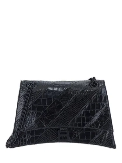 Balenciaga Crush Medium Chain Shoulder Bag In Black