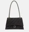 Balenciaga Crush Medium Denim Shoulder Bag In Black