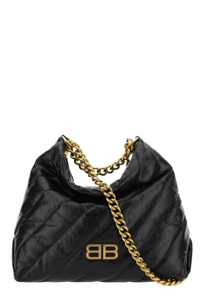 Balenciaga Crush Hobo Shoulder Bag In Black