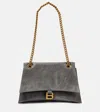Balenciaga Medium Crush Shoulder Bag In Dark Grey