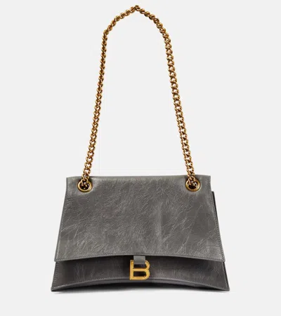 Balenciaga Medium Crush Shoulder Bag In Grey