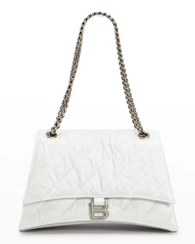 Balenciaga Crush Medium Quilted Chain Bag In 9001 Optic White