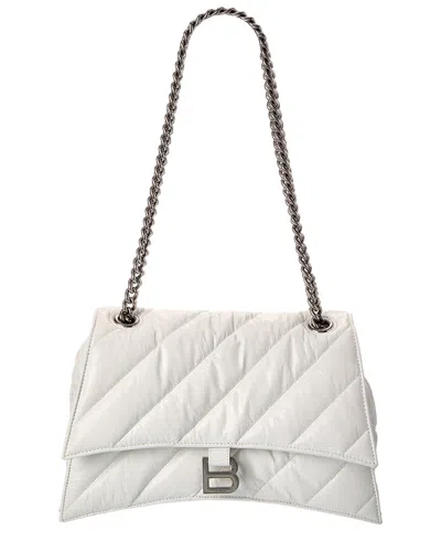 Balenciaga Crush Medium Quilted Leather Wallet On Chain In White