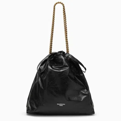 Balenciaga Crush Medium Tote Bag Black Leather