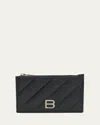 Balenciaga Crush Quilted Leather Card Holder In Black